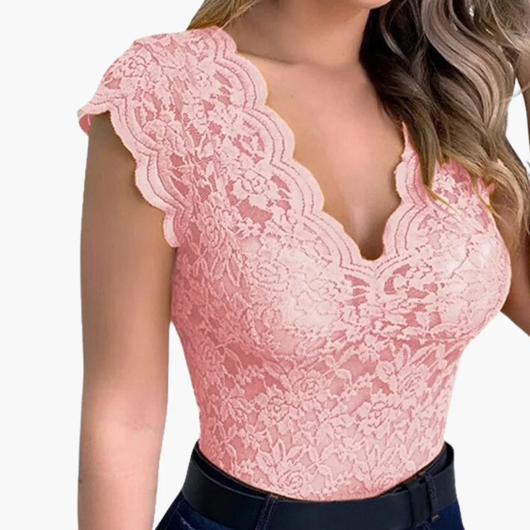 Kanten body met bloemenmotief voor dames - sexy top