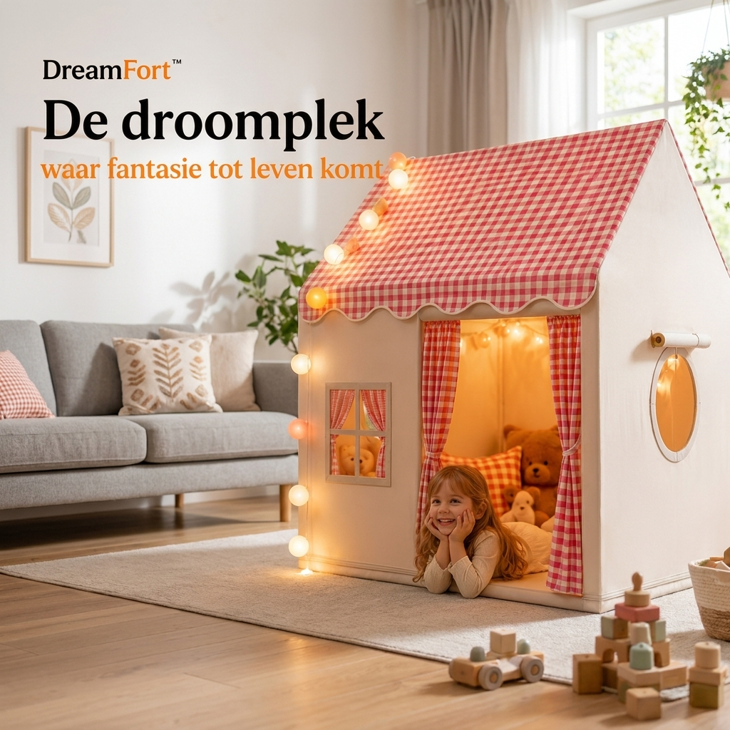 Kasteel speeltent – met lichtsnoer, 128 cm hoog, verkrijgbaar in 3 kleuren