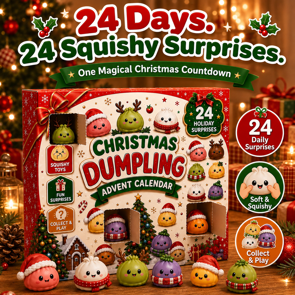 Kerst adventskalender met 24 mini-squishies