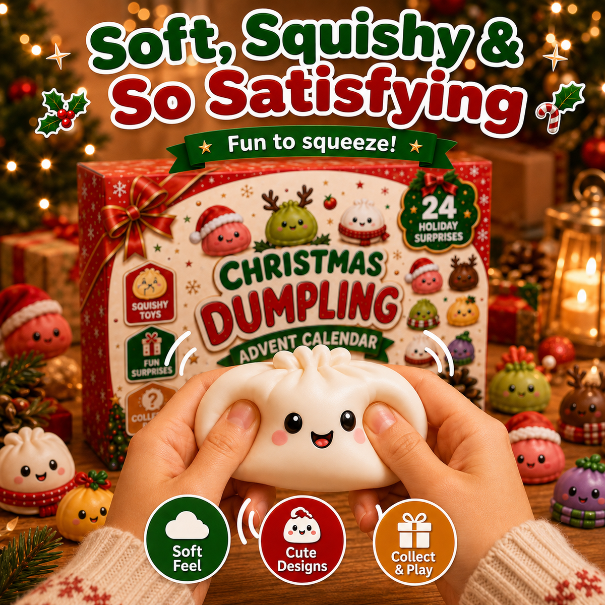 Kerst adventskalender met 24 mini-squishies