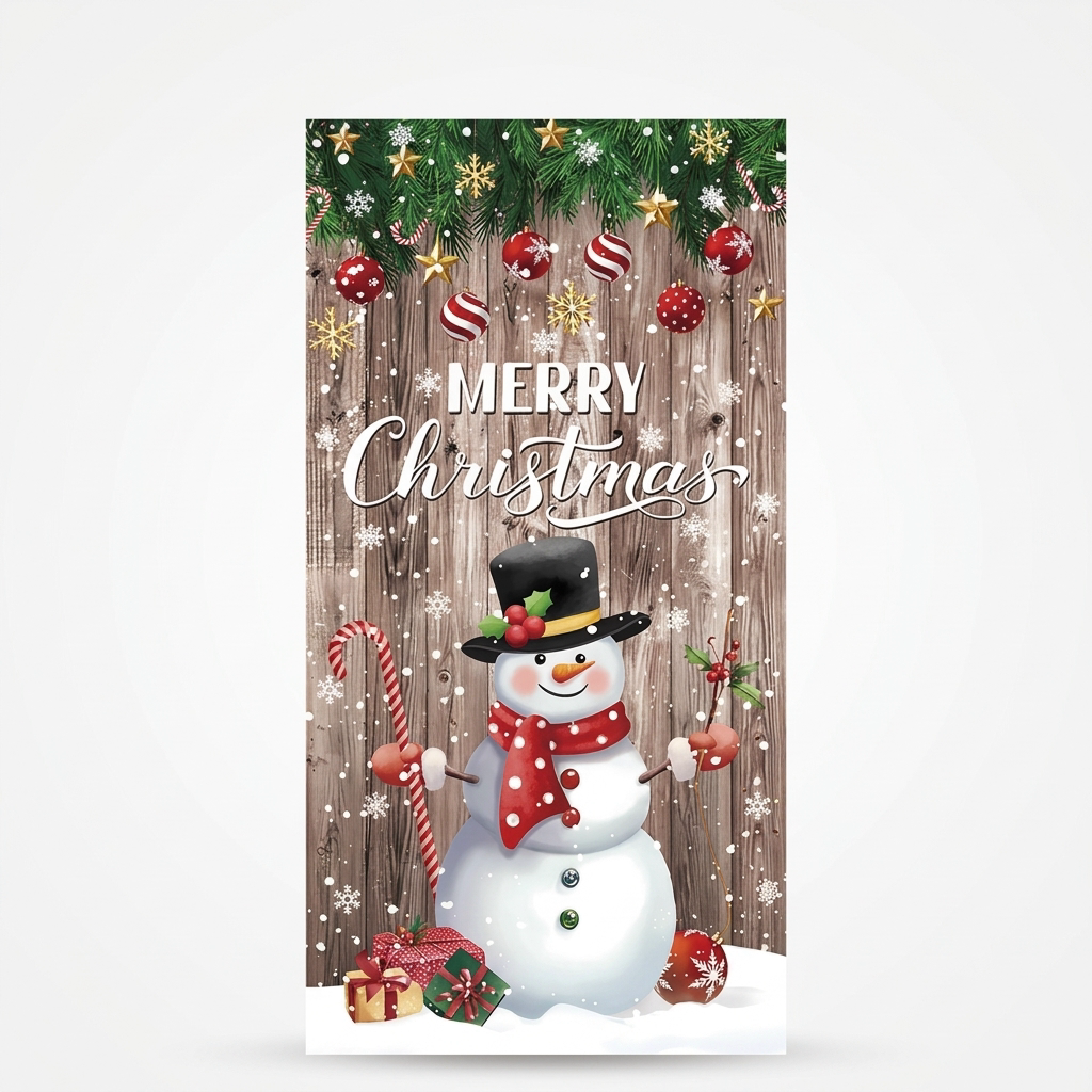 Kerstdeurbanner met kerstman en rendier