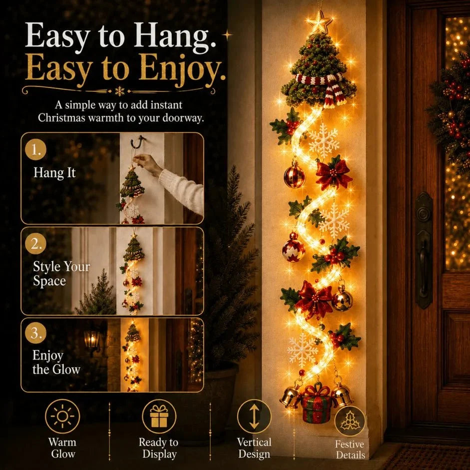 Kerst-deurhanger | Handgemaakt met 6 feestelijke lichtdesigns