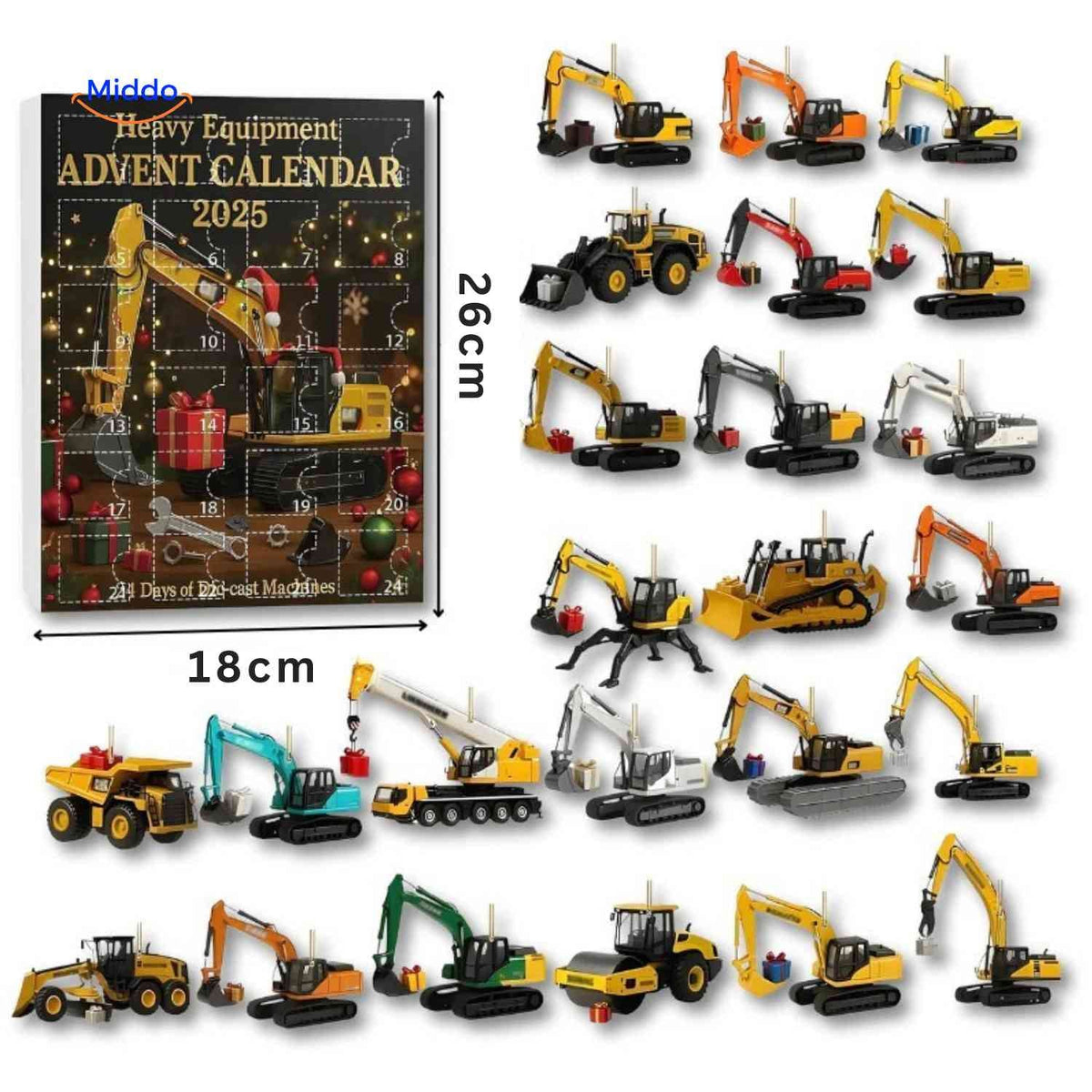 Kerstadventskalender - Bouwvoertuigen, 24 Verrassingen & Plezier