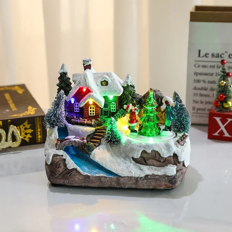 Kerstdorpset met ledverlichting en draaiende miniatuurtrein