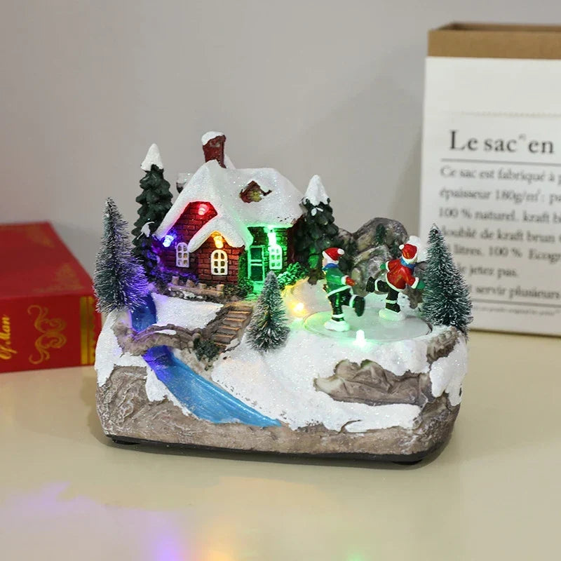 Kerstdorpset met ledverlichting en draaiende miniatuurtrein
