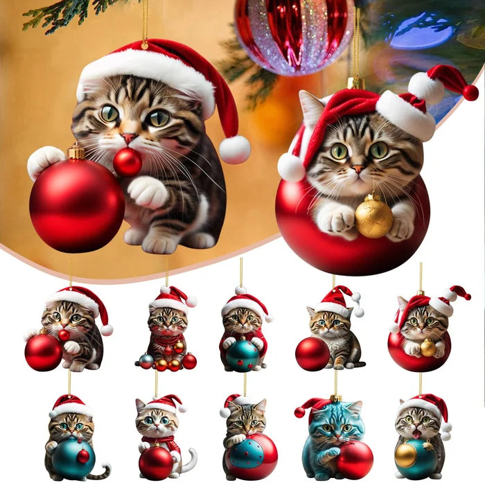 Kerstkat-ornament - Schattige feestelijke boomdecoratie