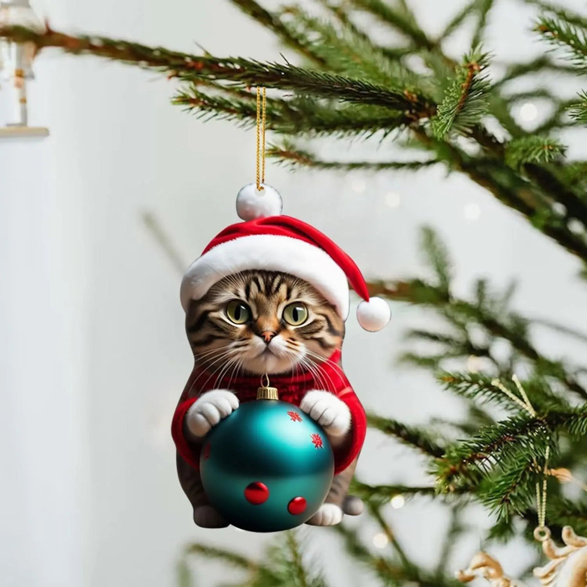 Kerstkat-ornament - Schattige feestelijke boomdecoratie