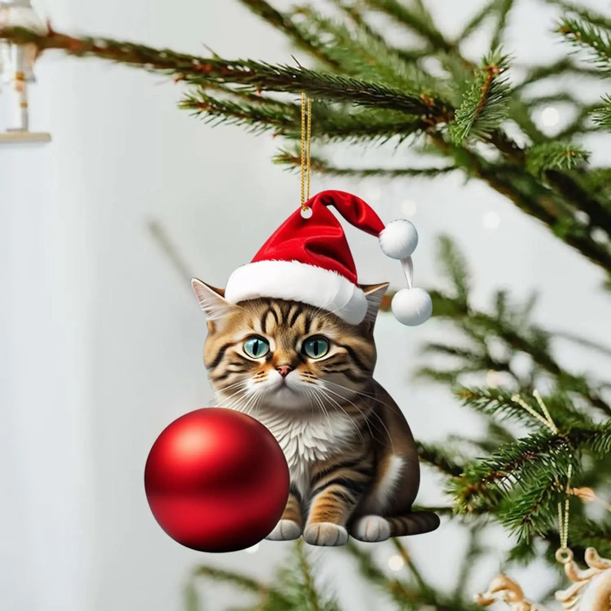 Kerstkat-ornament - Schattige feestelijke boomdecoratie