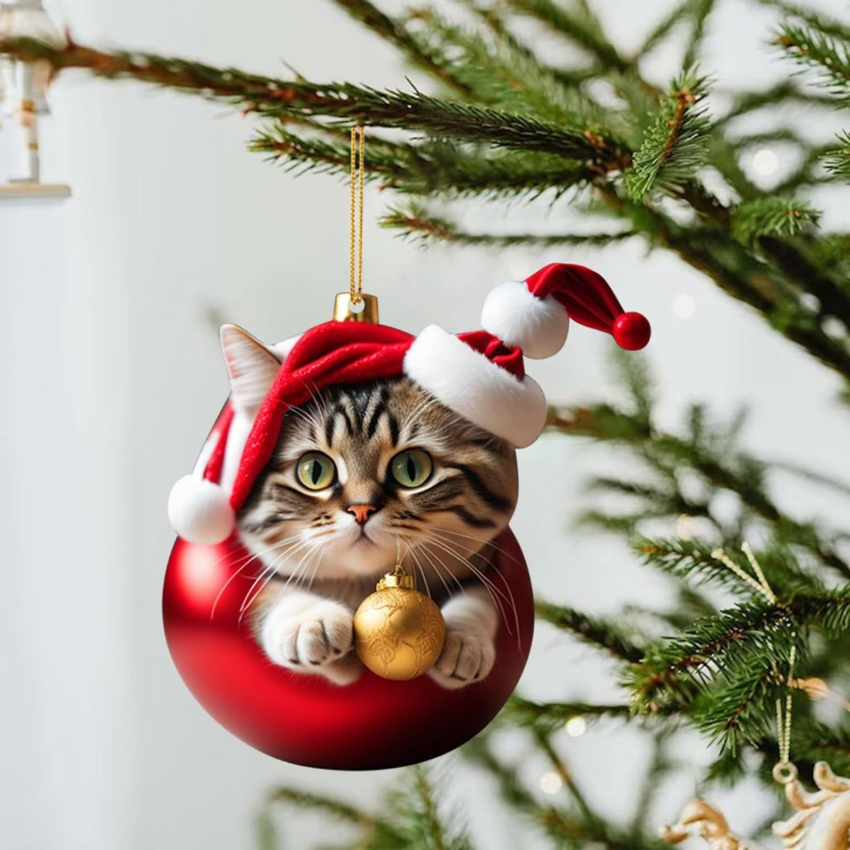 Kerstkat-ornament - Schattige feestelijke boomdecoratie