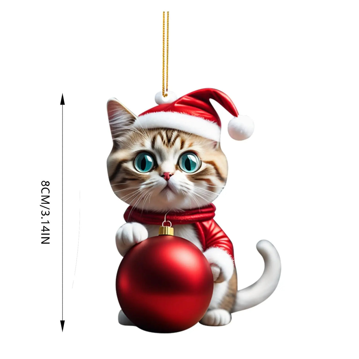 Kerstkat-ornament - Schattige feestelijke boomdecoratie