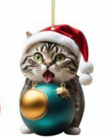 Kerstkat-ornament - Schattige feestelijke boomdecoratie