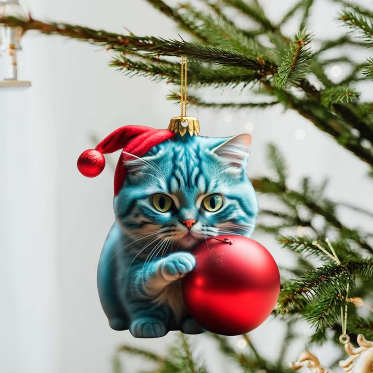 Kerstkat-ornament - Schattige feestelijke boomdecoratie