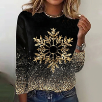 Kerstshirt voor dames met ronde hals en lange mouwen