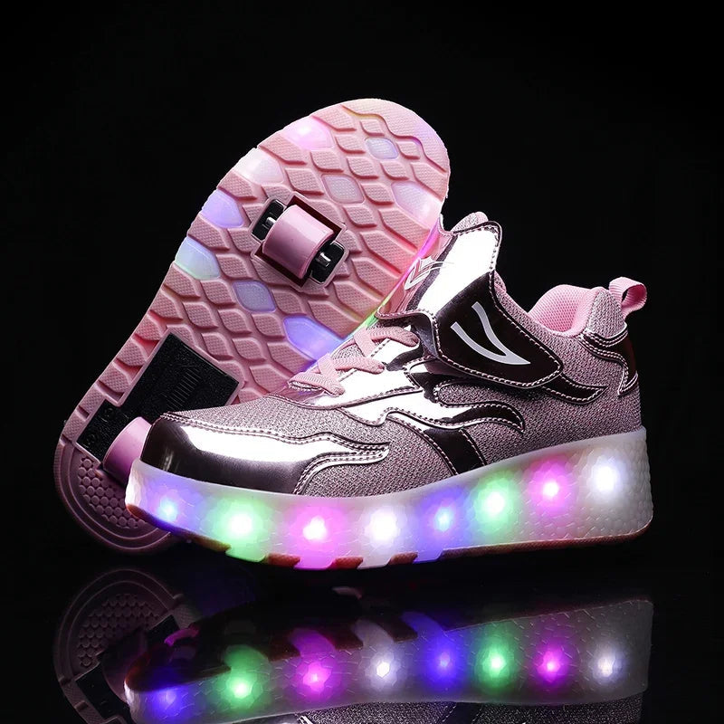 Kinderschoenen met ledverlichting en wieltjes – Gemakkelijke klittenbandsluiting voor actief spelen