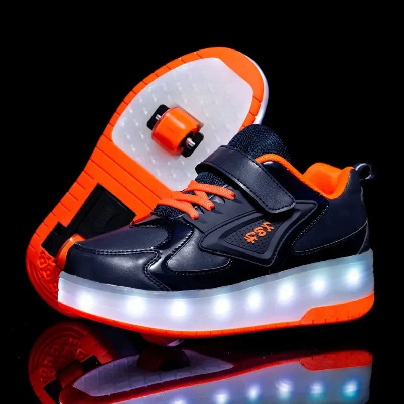 Kinderschoenen met ledverlichting en wieltjes – Gemakkelijke klittenbandsluiting voor actief spelen