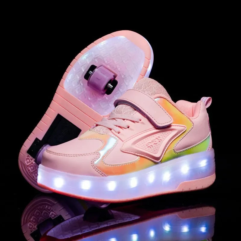 Kinderschoenen met ledverlichting en wieltjes – Gemakkelijke klittenbandsluiting voor actief spelen