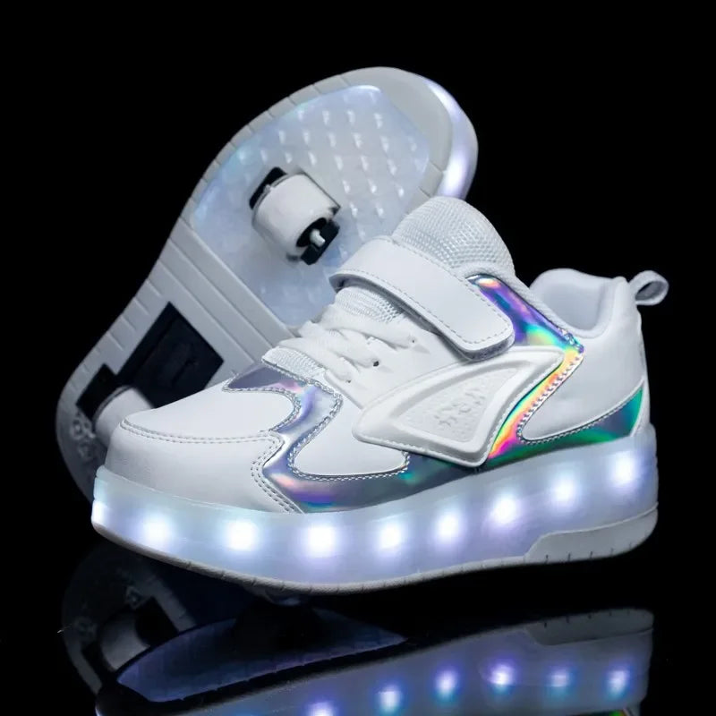 Kinderschoenen met ledverlichting en wieltjes – Gemakkelijke klittenbandsluiting voor actief spelen