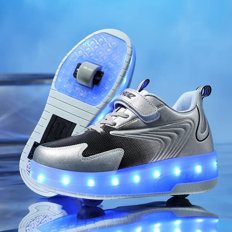 Kinderschoenen met ledverlichting en wieltjes – Gemakkelijke klittenbandsluiting voor actief spelen