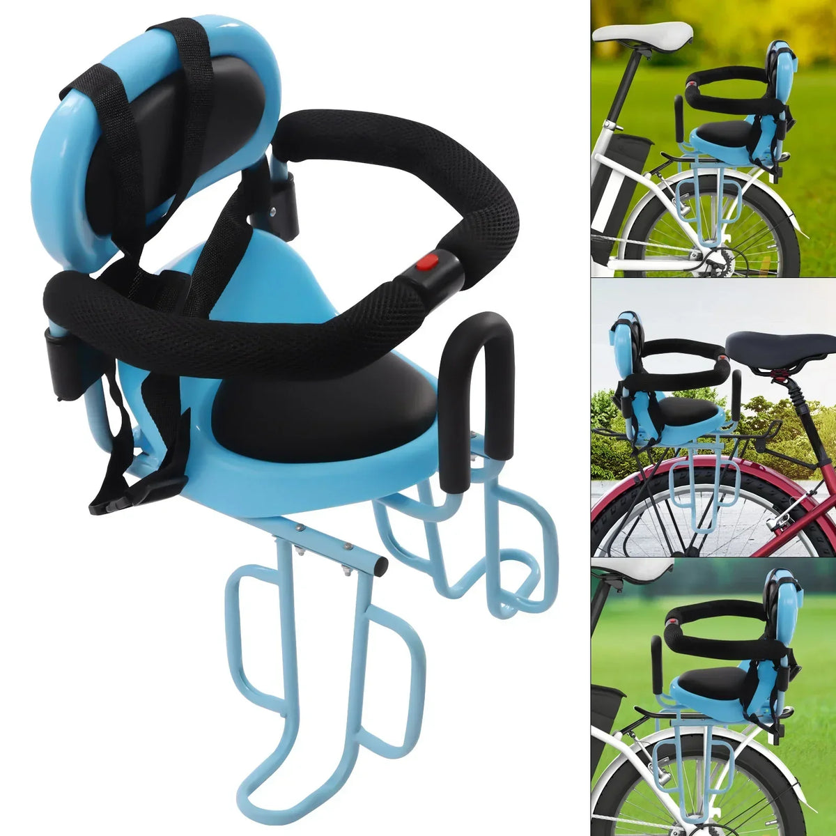 Kinderzitje voor Achterop de Fiets met Rugleuning en Voetsteunen