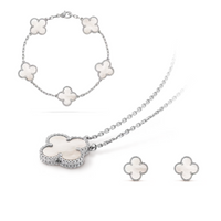 Klavertje Sieradenset | Hypoallergene Ketting, Armband en Oorbellen van Roestvrij Staal