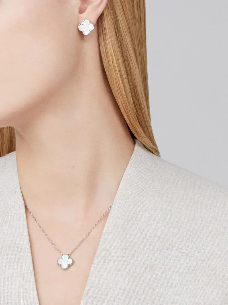 Klavertje Sieradenset | Hypoallergene Ketting, Armband en Oorbellen van Roestvrij Staal