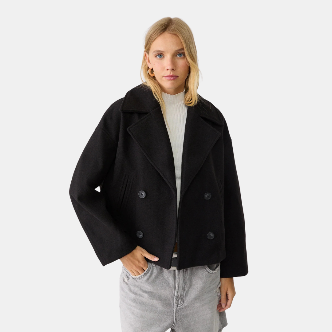 Kort dubbelborstig damesjack voor de herfst & winter