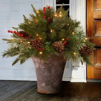 Kunstkerststuk voor bloempot met ledverlichting
