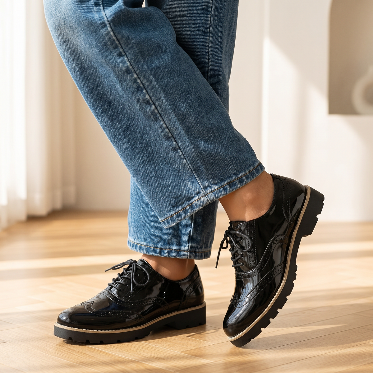 Lakschoenen Brogue voor Dames | Oxford Stijl | Comfortabele Pasvorm voor de Hele Dag