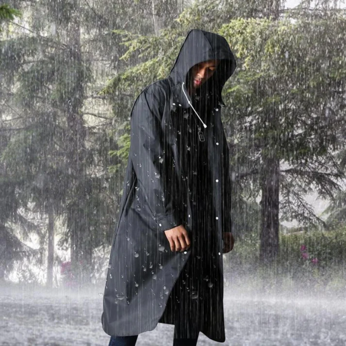 Lange regenjas voor heren – Waterdichte & ademende bescherming met capuchon