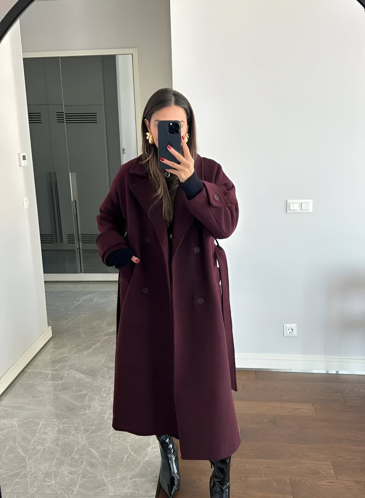 Lange winterjas voor dames met ceintuur