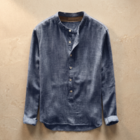 Linnen overhemd voor heren - Slim fit met Henleykraag - Casual zomershirt