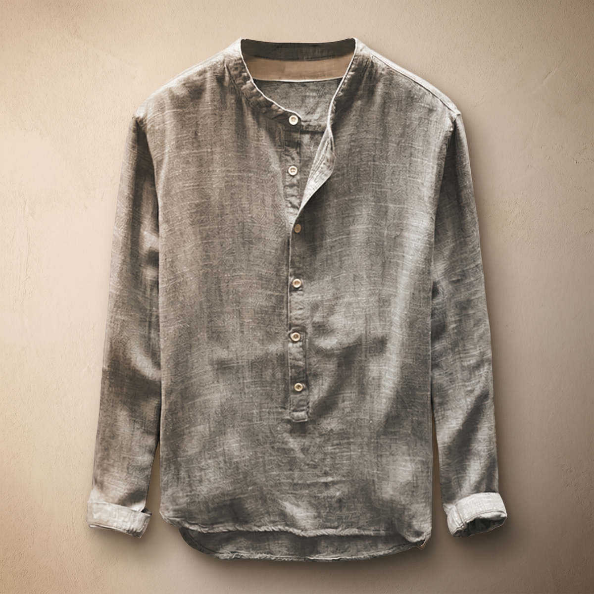 Linnen overhemd voor heren - Slim fit met Henleykraag - Casual zomershirt