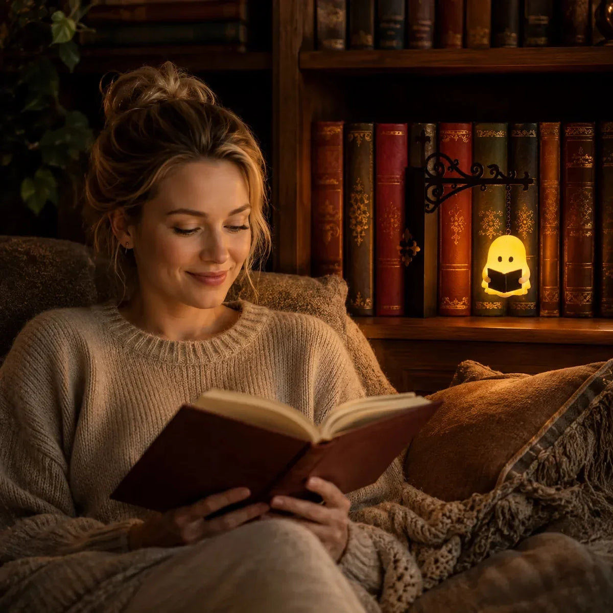 Miniatuur hanglantaarn voor in de boekenkast met warm ledlicht