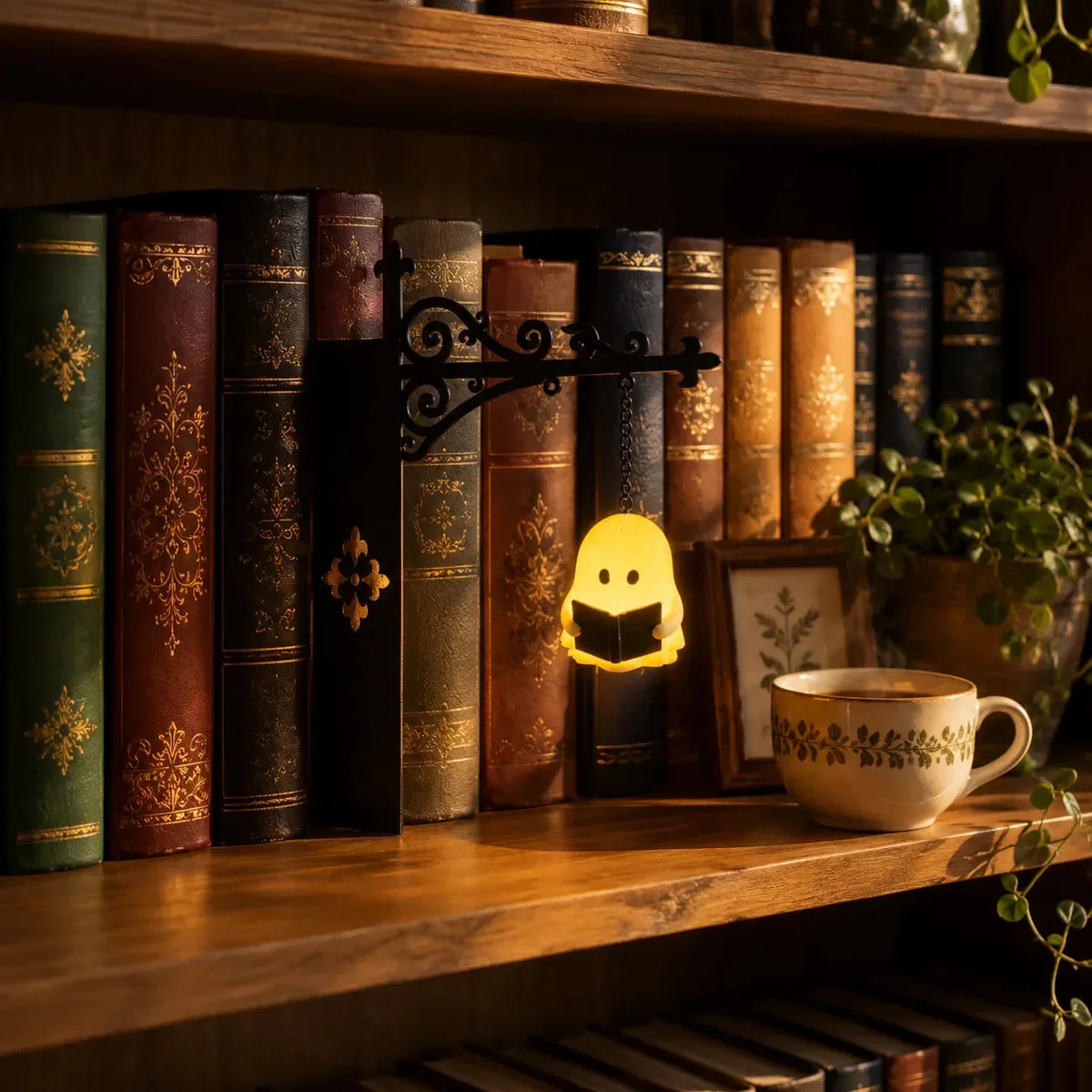 Miniatuur hanglantaarn voor in de boekenkast met warm ledlicht