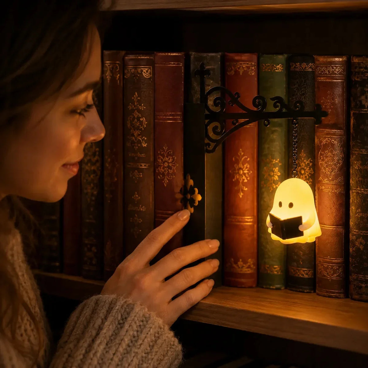 Miniatuur hanglantaarn voor in de boekenkast met warm ledlicht