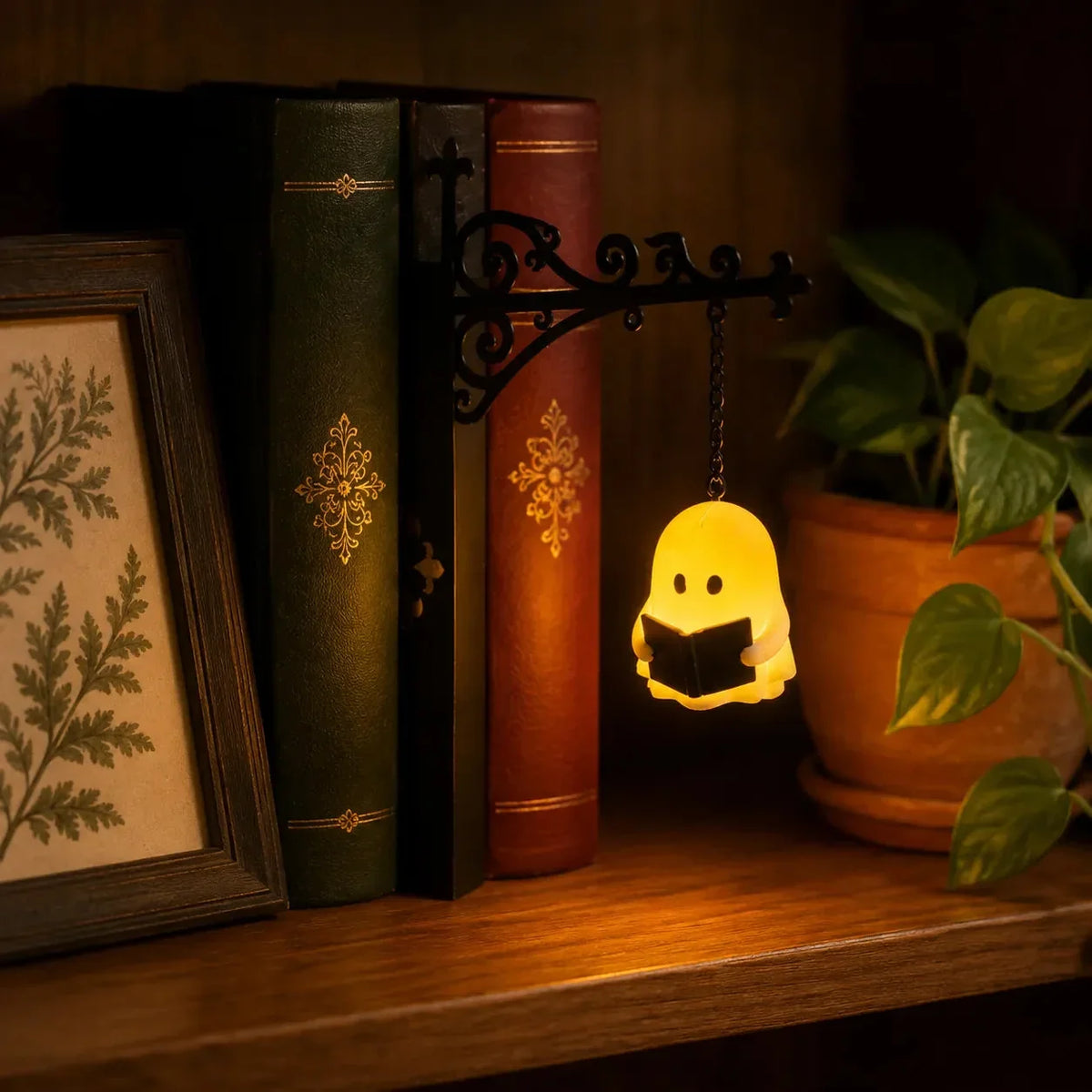 Miniatuur hanglantaarn voor in de boekenkast met warm ledlicht