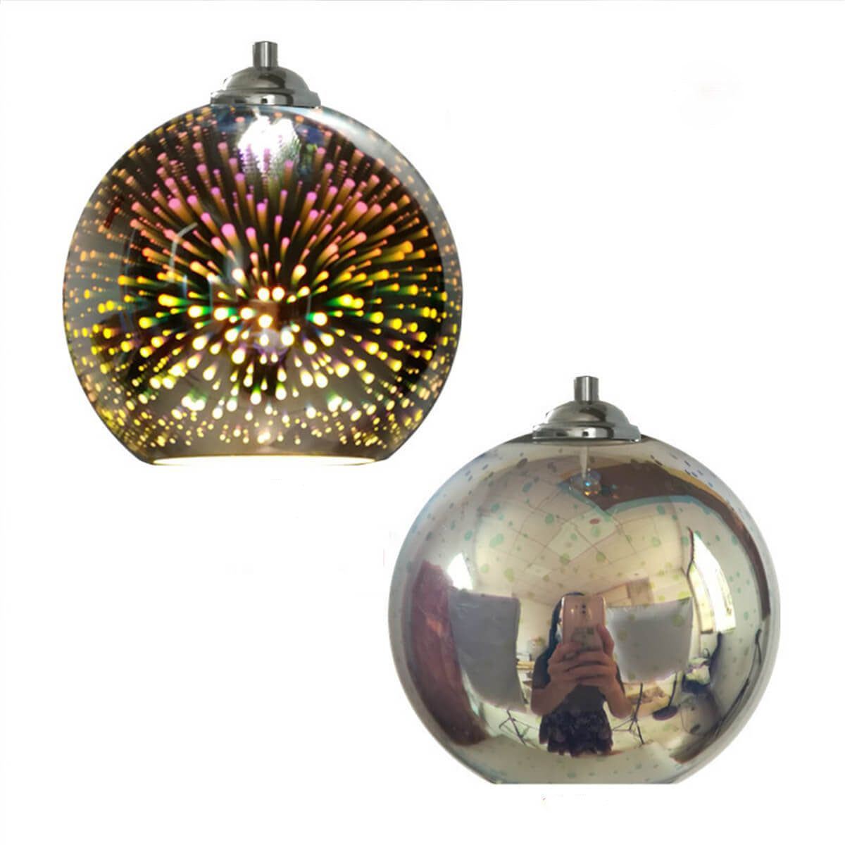 Moderne creatieve 3D kleurrijke vuurwerk glazen koepelhanglamp met 1 lichtpunt
