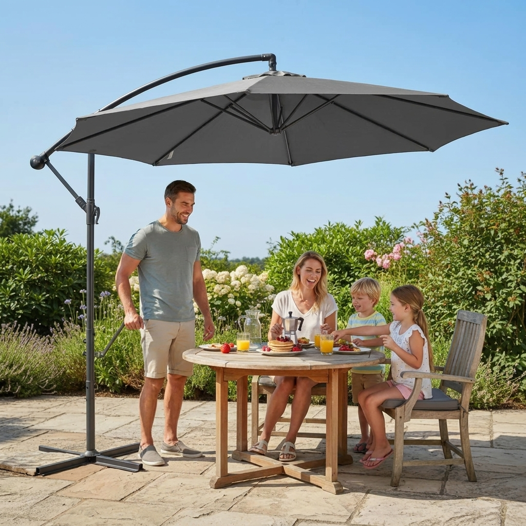 Moderne Outdoor Zon Parasol met Eenvoudig Draaimechanisme