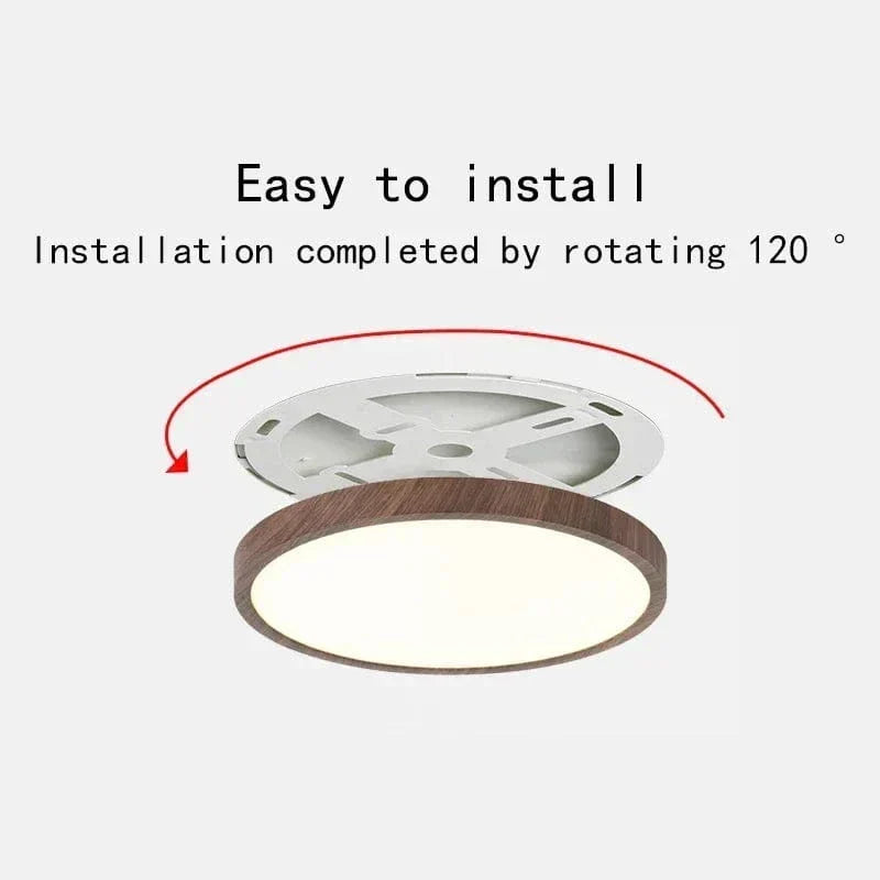 Moderne ronde ultradunne houten led-plafondlamp