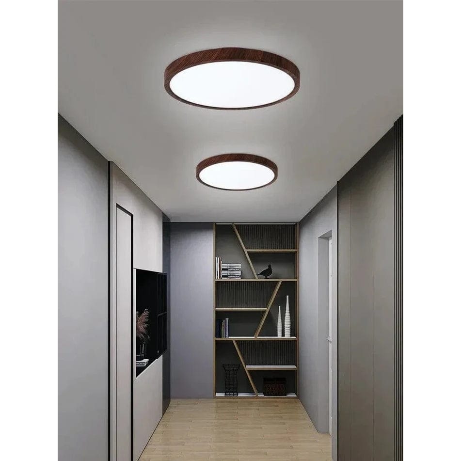Moderne ronde ultradunne houten led-plafondlamp