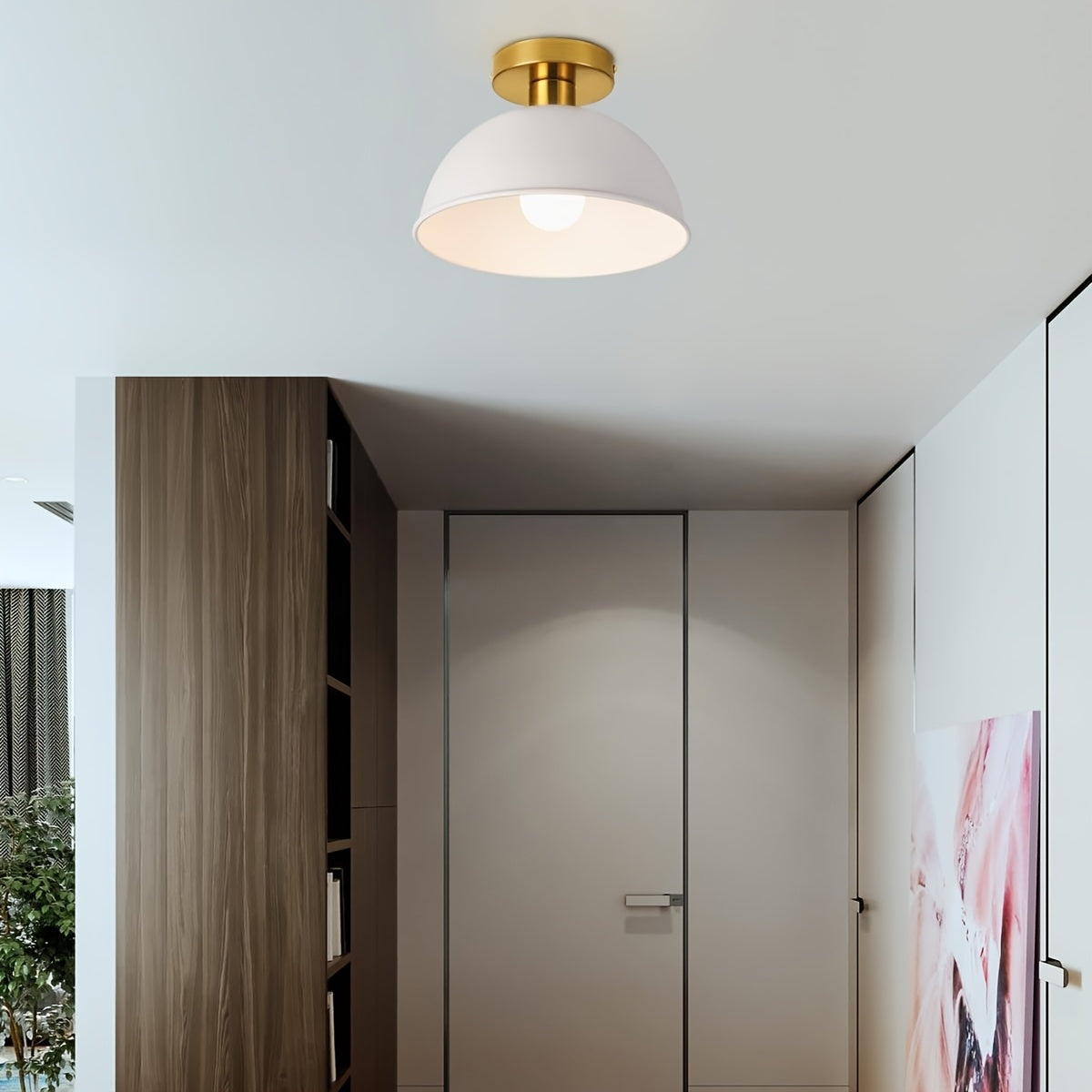 Moderne semi-inbouw plafondlamp | Matte metalen afwerking