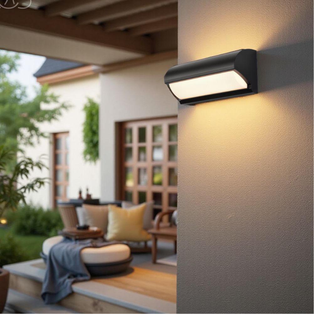Moderne Zwarte LED-Buitenwandlamp – Weerbestendige Warme Verlichting voor Tuin, Terras & Ingang