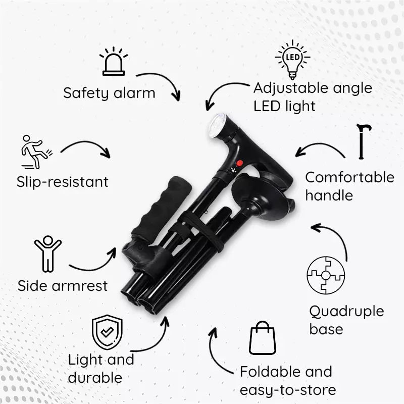 Multifunctionele opvouwbare led-wandelstok