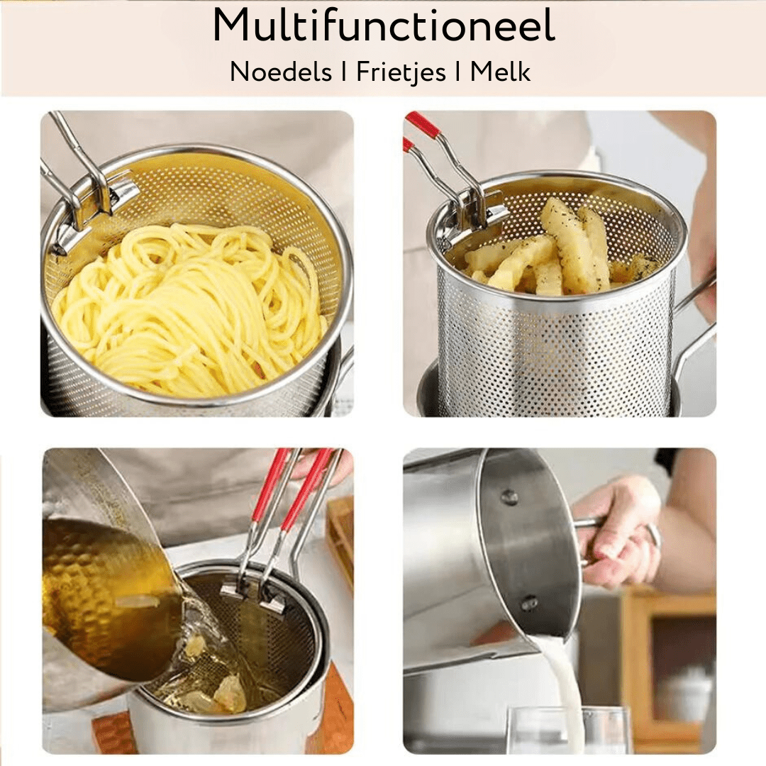 Multifunctionele roestvrijstalen frituurpan