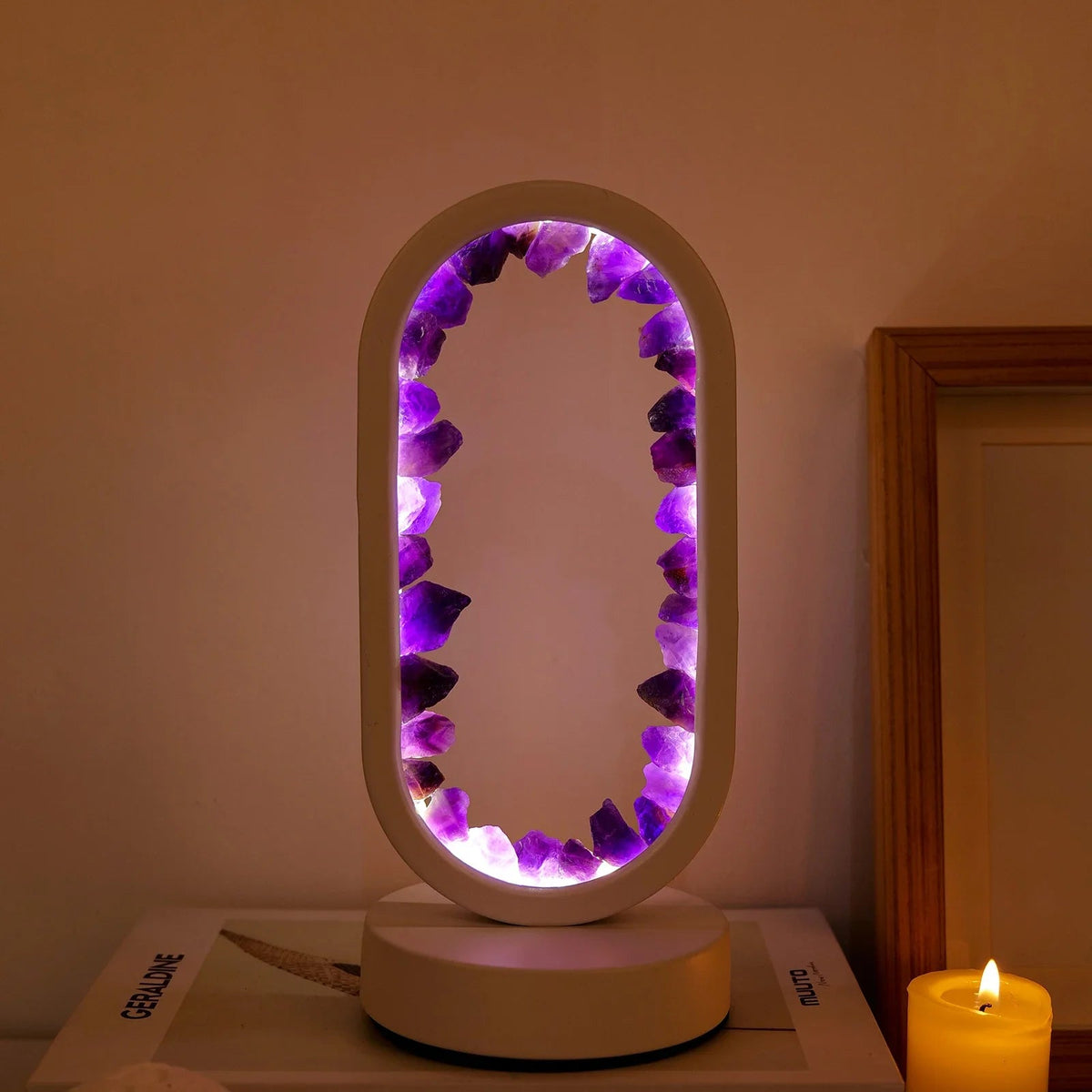 Natuurlijke amethistlamp – handgemaakte relax- en meditatielamp in het paars voor het interieur
