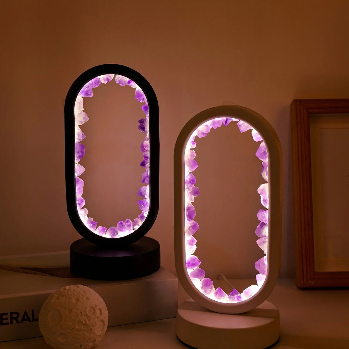 Natuurlijke amethistlamp – handgemaakte relax- en meditatielamp in het paars voor het interieur