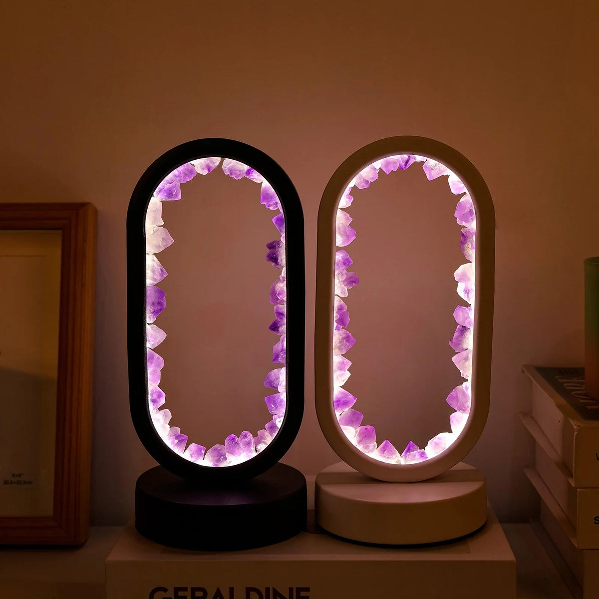Natuurlijke amethistlamp – handgemaakte relax- en meditatielamp in het paars voor het interieur