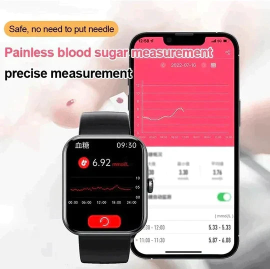 Niet-invasieve smartwatch voor bloedsuikermeting met fitnesstracking