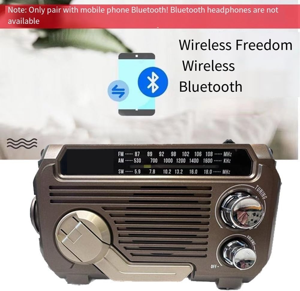 Noodradio met geïntegreerde powerbank – zwengel, zonne-energie en USB-opladen, AM/FM, led-zaklamp en SOS-alarm