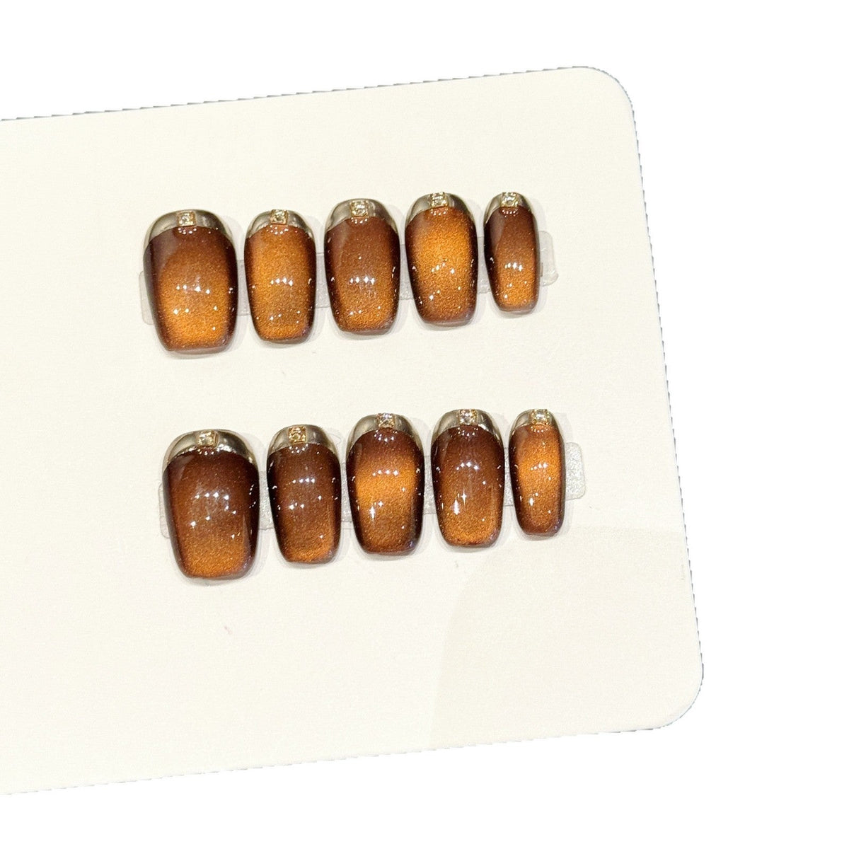 Ombre press-on nagelset met juweelaccenten